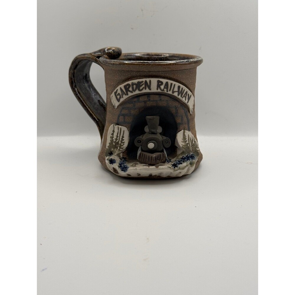 Garden Railway Train Pottery Mug - Handcrafted Studio Stoneware